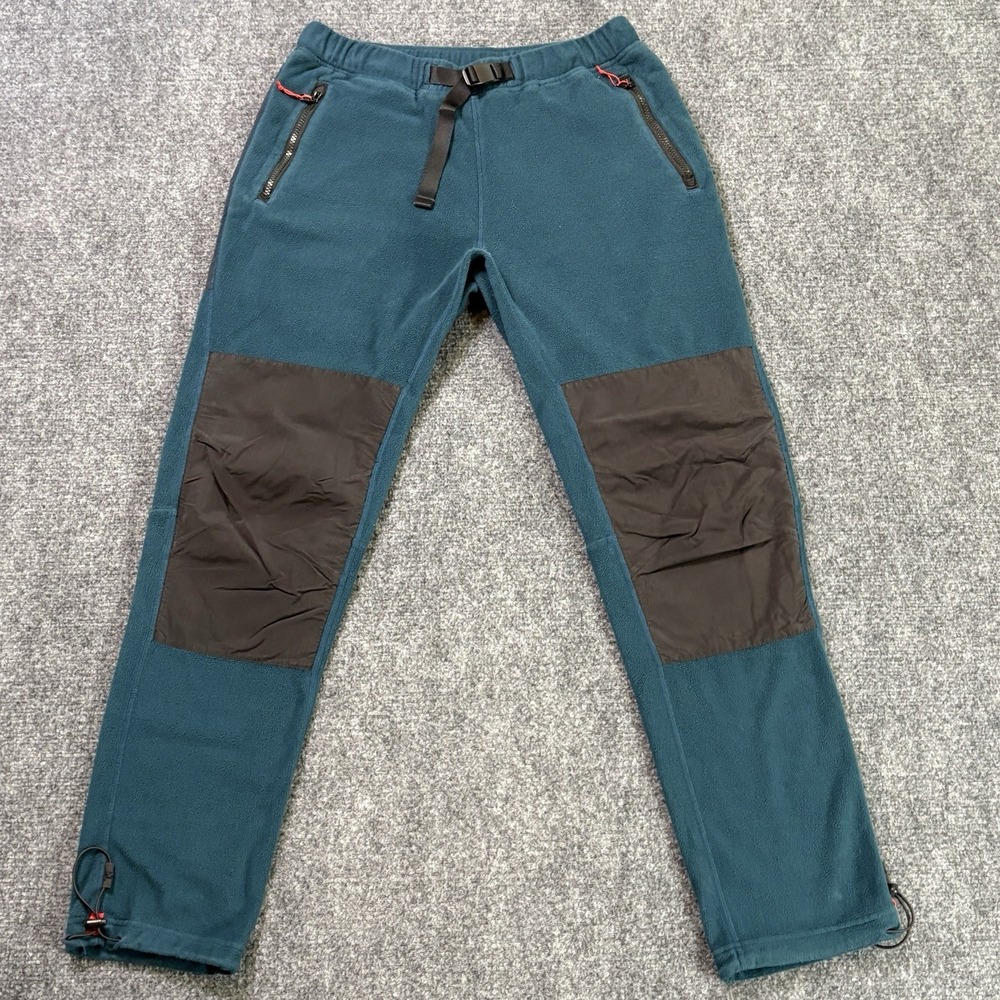 Topo Designs Mountain Fleece Pants Men's Large Blue Belted Hiking Climbing